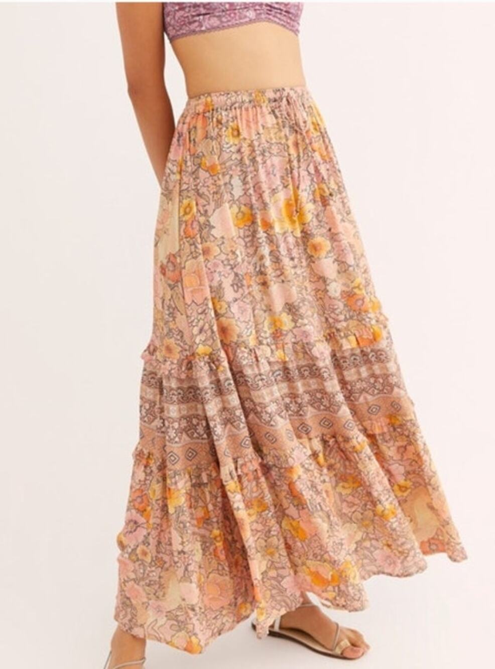 SPELL Amethyst Maxi Skirt In Blush Size Small